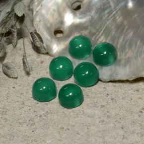 Yellowish Green Agate Gem - 0.4ct Round Cabochon (ID: 495305)
