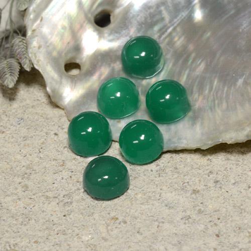 Medium Green Agate Gem - 0.4ct Round Cabochon (ID: 495310)