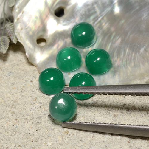2.21 ctw Green Agate Stones, Natural Agate in Round Cabochon Shape for Sale