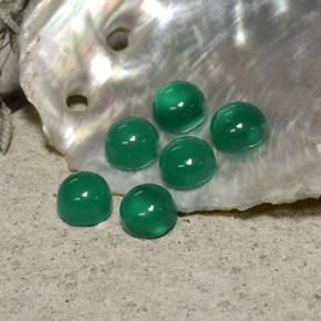 1.98 ctw Green Agate Gemstones, Agate Gems in Round Cabochon Shape for Sale.