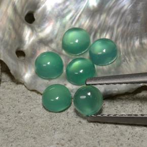 1.81 ctw Green Agate Gemstones, Agate Gems in Round Cabochon Shape for Sale.