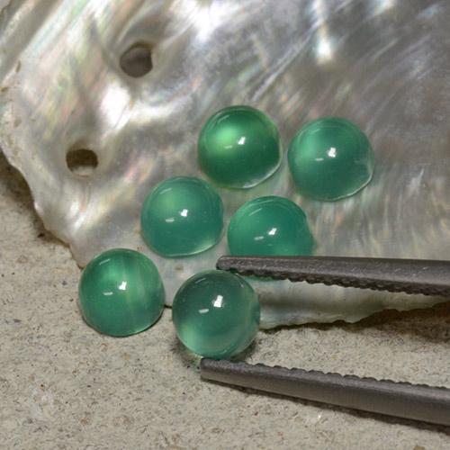 Warm Green Agate Gem - 0.4ct Round Cabochon (ID: 495323)