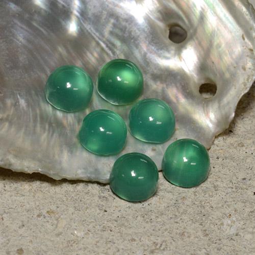 2.13 ctw Green Agate Stones, Natural Agate in Round Cabochon Shape for Sale