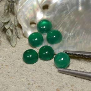 1.91 ctw Green Agate Gemstones, Agate Gems in Round Cabochon Shape for Sale.