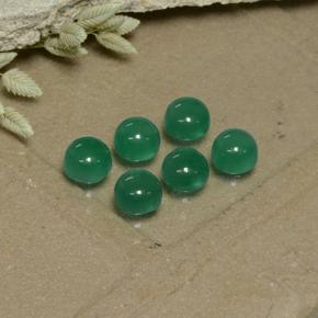 Warm Green Agate Gem - 0.4ct Round Cabochon (ID: 495553)