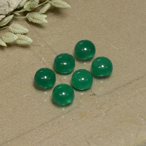 Medium Green Agate Gem - 0.3ct Round Cabochon (ID: 495556)