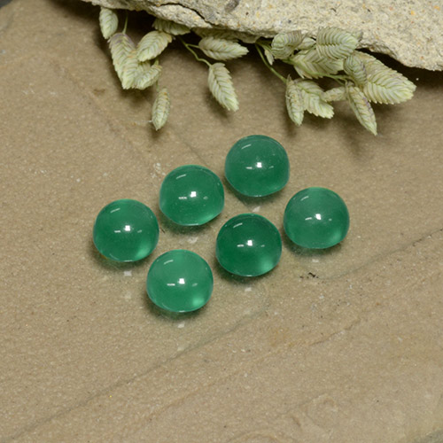 Forest Green Agate Gem - 0.3ct Round Cabochon (ID: 495559)