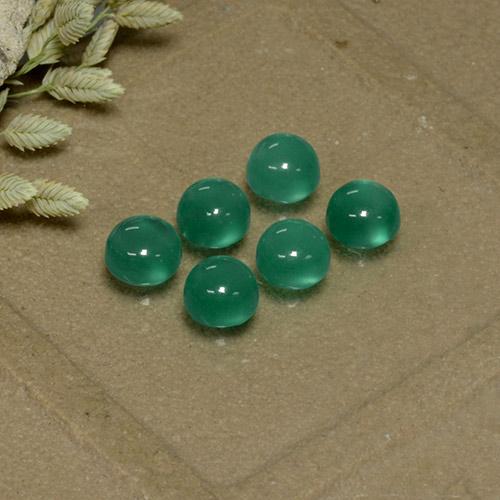 Medium Deep Green Agate Gem - 0.3ct Round Cabochon (ID: 495560)