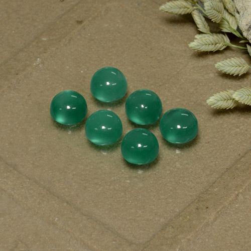 2.04 ctw Green Agate Stones, Natural Agate in Round Cabochon Shape for Sale