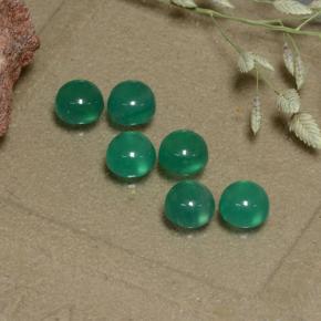 Warm Green Agate Gem - 0.3ct Round Cabochon (ID: 495565)