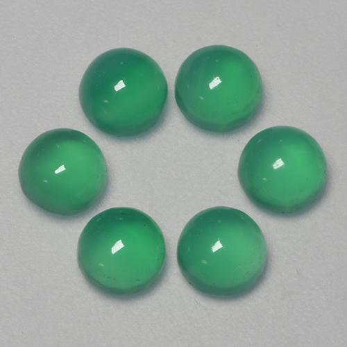 6pc Round Fern Green Agate Lot from India - Weight 1.87ct total / avg. 0.31ct each, Size 4.1mm, Color: Fern Green, Mohs Hardness 6.5 - 7 suitable for daily wear jewelry, Photo A