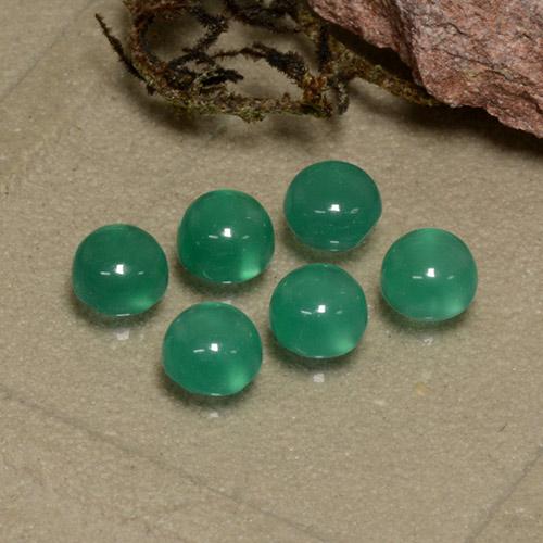 Medium Green Agate Gem - 0.3ct Round Cabochon (ID: 495570)