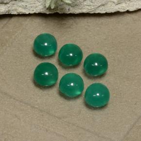 Medium Deep Green Agate Gem - 0.3ct Round Cabochon (ID: 495572)