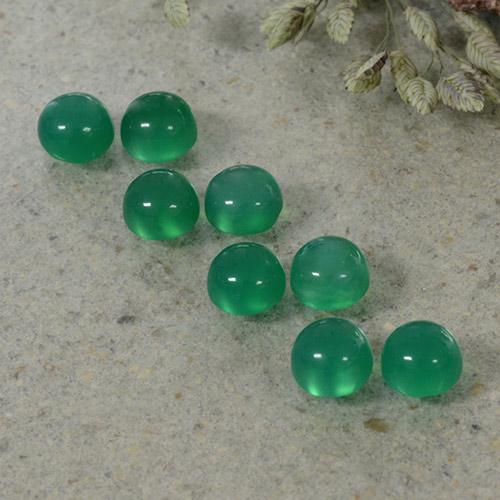 Medium Green Agate Gem - 0.3ct Round Cabochon (ID: 495631)