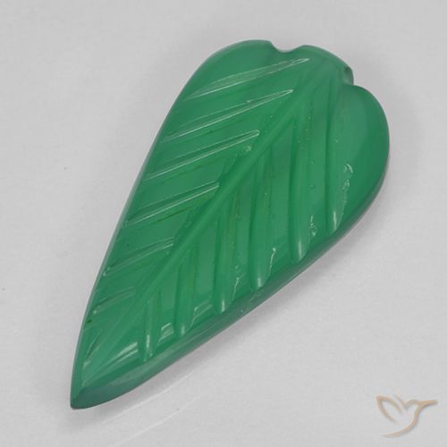 2.38 ct Green Agate, 17.5 x 8.7 mm Carved From India, Photo A