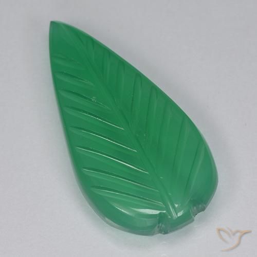 4.23 ct Green Agate Stone, Natural Agate in Carved Leaf Shape for Sale