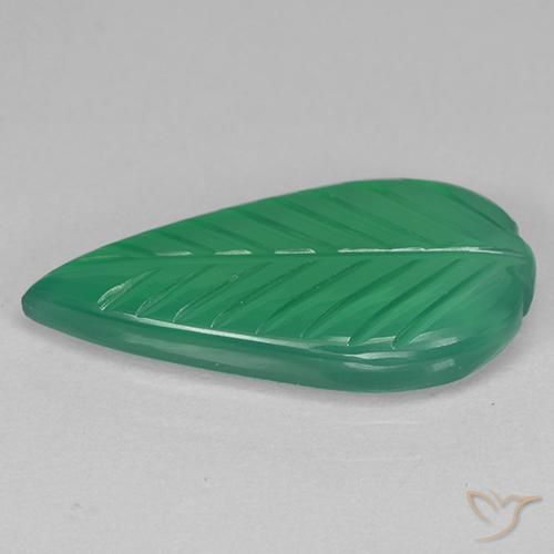 Agate Gemstone in 19.9 x 10.1 mm Size for Sale, Agate Stone in Medium Green Color