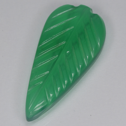 Medium Green Agate Gem - 3.1ct Fantasy Carved Leaf (ID: 500980)