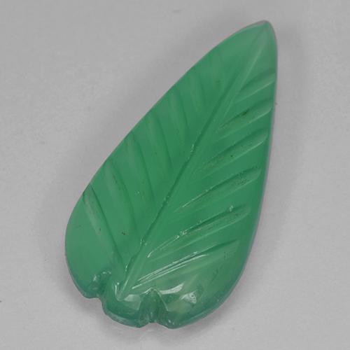 2.54 ct Green Agate Stone, Natural Agate in Carved Leaf Shape for Sale