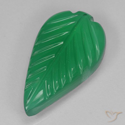 3.87 ct Green Agate, 16.7 x 9.4 mm Carved From India, Photo A