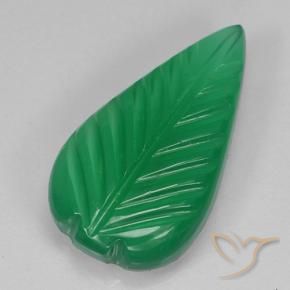 3.87 ct Green Agate Stone, Natural Agate in Fantasy Carved Leaf Shape for Sale