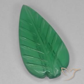 2.41 ct Green Agate Stone, Natural Agate in Fantasy Carved Leaf Shape for Sale