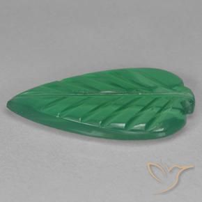 Agate Gemstone in 17.9 x 9.3 mm Size for Sale, Agate Stone in Medium Green Color