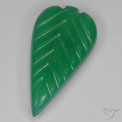 Warm Green Agate Gem - 3.2ct Fantasy Carved Leaf (ID: 500985)