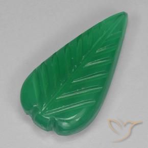 3.23 ct Green Agate Stone, Natural Agate in Fantasy Carved Leaf Shape for Sale