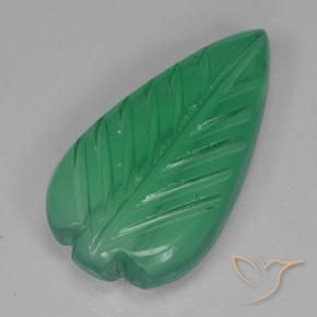2.97 ct Green Agate Stone, Natural Agate in Fantasy Carved Leaf Shape for Sale