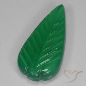 3.75 ct Green Agate Stone, Natural Agate in Fantasy Carved Leaf Shape for Sale