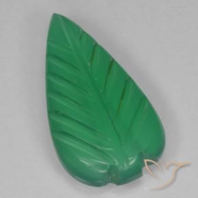 2.62 ct Green Agate Stone, Natural Agate in Fantasy Carved Leaf Shape for Sale