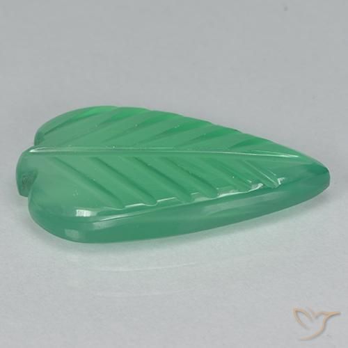 Agate Gemstone in 17.3 x 9.3 mm Size for Sale, Agate Stone in Deep Green Color