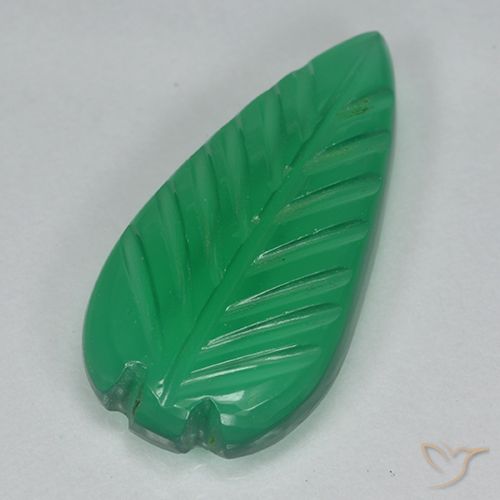 3.72 ct Green Agate, 18.4 x 9.4 mm Carved From India, Photo A