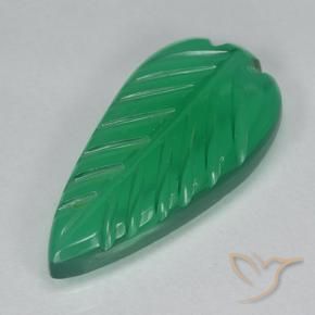 3.72 ct Green Agate Stone, Natural Agate in Fantasy Carved Leaf Shape for Sale