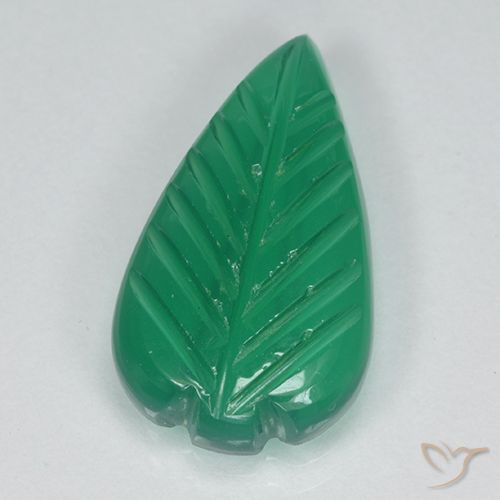 3.59 ct Green Agate, 16.5 x 9.3 mm Carved From India, Photo A