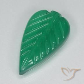3.59 ct Green Agate Stone, Natural Agate in Fantasy Carved Leaf Shape for Sale