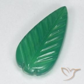 3.14 ct Green Agate Stone, Natural Agate in Fantasy Carved Leaf Shape for Sale