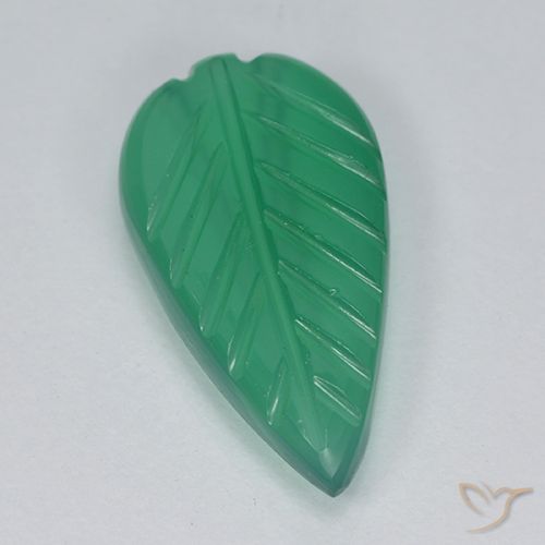 3.09 ct Green Agate, 17.4 x 8.9 mm Carved From India, Photo A