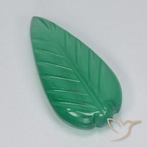 3.09 ct Green Agate Stone, Natural Agate in Fantasy Carved Leaf Shape for Sale