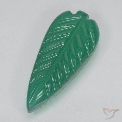 3.49 ct Green Agate, 17.7 x 7.6 mm Carved From India, Photo A