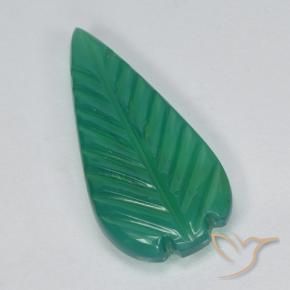 3.49 ct Green Agate Stone, Natural Agate in Fantasy Carved Leaf Shape for Sale
