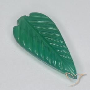 2.09 ct Green Agate Stone, Natural Agate in Fantasy Carved Leaf Shape for Sale