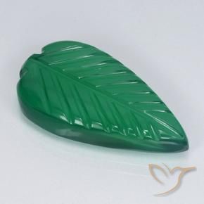 4.56 ct Green Agate Stone, Natural Agate in Fantasy Carved Leaf Shape for Sale