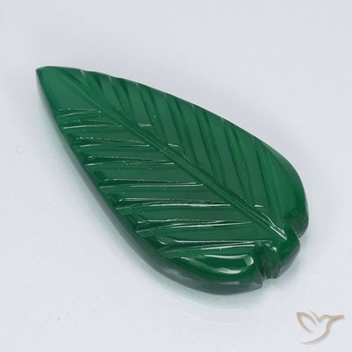 16,4x8,9 mm grüner Achat im Geschnitztes Blatt aus Indien, Gewicht 3,17 ct, Garantiert echter Edelstein in Translucent Reinheit, 1 Stück Achat - die Farbe ist Waldgrün, Mohs-Härte von 6,5 - 7 Geeignet für den täglichen Gebrauch im Schmuck, Photo A