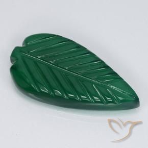 3.17 ct Green Agate Stone, Natural Agate in Fantasy Carved Leaf Shape for Sale