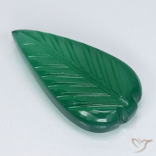 3.82 ct Green Agate, 17.5 x 9.1 mm Carved From India, Photo A