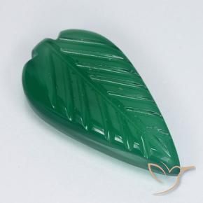 3.82 ct Green Agate Stone, Natural Agate in Fantasy Carved Leaf Shape for Sale