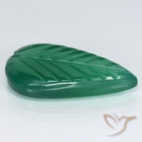 Agate Gemstone in 17.5 x 9.1 mm Size for Sale, Agate Stone in Medium Deep Green Color