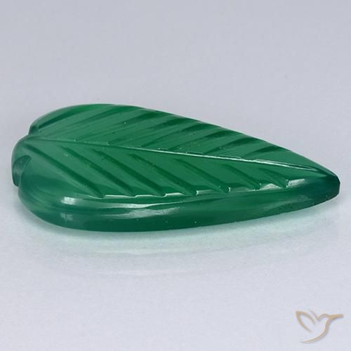 Agate Gemstone in 18.8 x 9.4 mm Size for Sale, Agate Stone in Forest Green Color